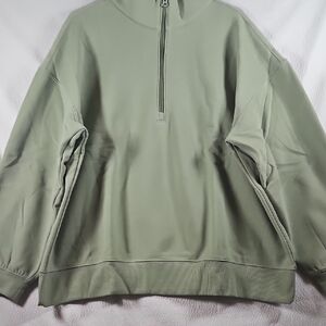Lands End Light Sage Quarter-Zip Pullover Sweatshirt, Size 2X